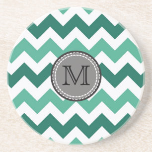 Porta-copos Turquesa e Mint Chevron Zigzag Monograma