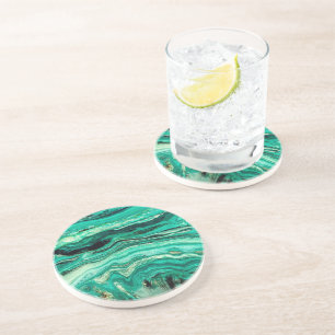 Porta-copos Turquesa Teal Moderna, Na moda, Dourada, Preto