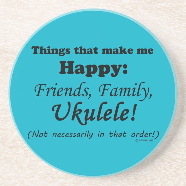 Porta-copos Ukulele me deixa feliz (Frente)