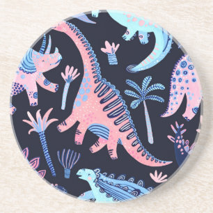 Porta-copos Um lindo padrão de dinossauros cartoon.