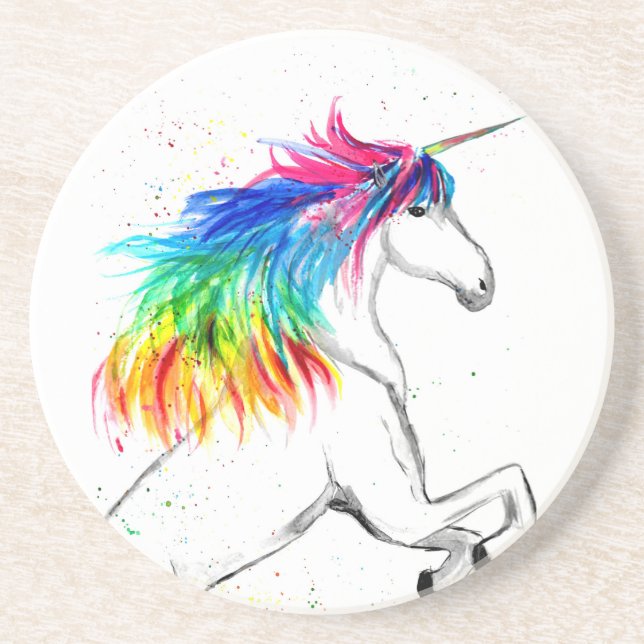 Porta-copos Unicorn Watercolor Fantasy Magic Sweet Colorful (Frente)