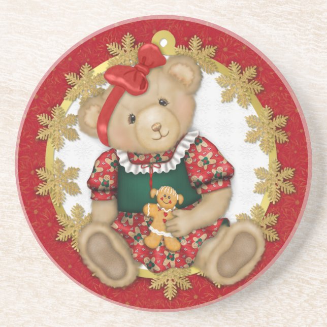 Porta-copos Urso de Natal - Rapariga (Frente)