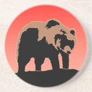 Porta-copos Urso Grizzly no Sunset - Arte Original sobre Vida