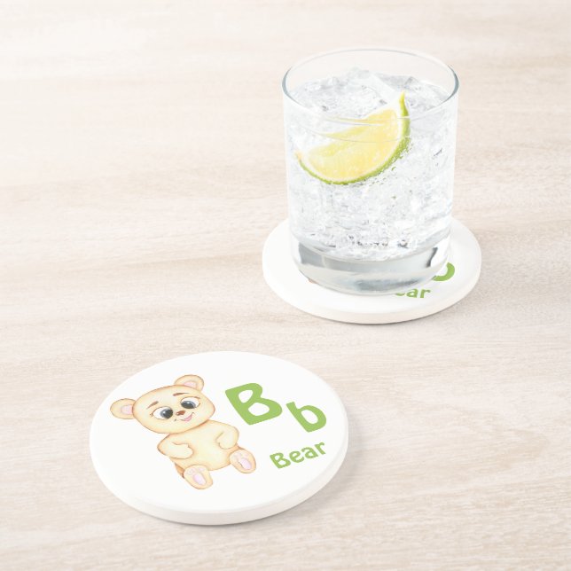 Porta-copos Urso personalize ABC: Letra B - Adicione Seu Nome (Lateral)