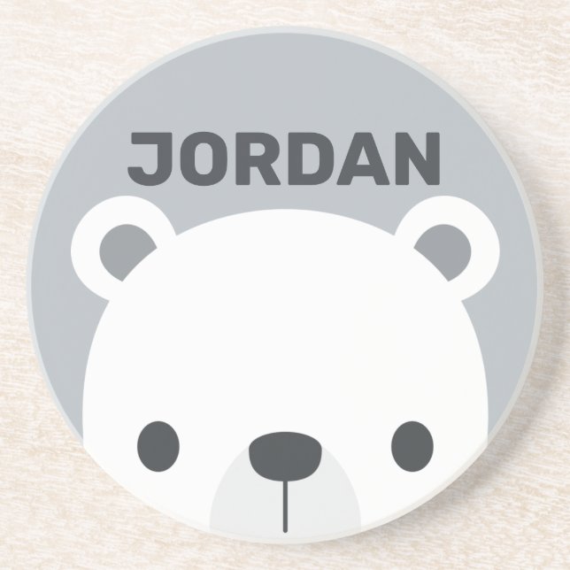 Porta-copos Urso Polar Bonito com Nome Personalizado (Frente)
