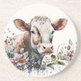 Porta-copos Vaca De Aquarela Em Flores Selvagens