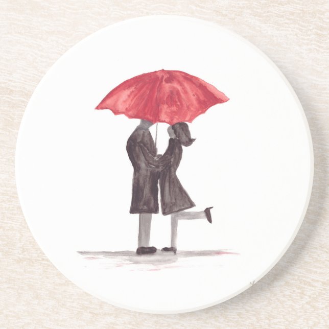 Porta-copos Valentine's day romantic couple with red umbrella  (Frente)