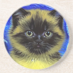 Porta-copos Van Gogh Starry Night Siamese Cat