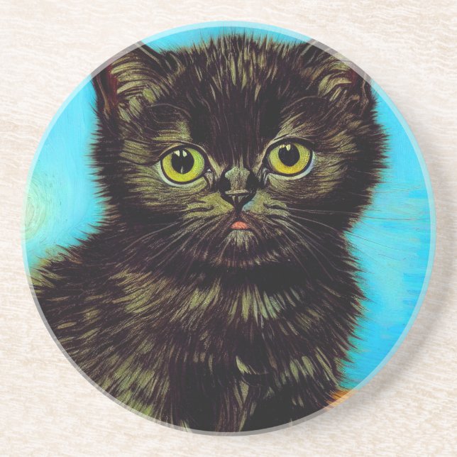 Porta-copos Van Gogh Style Pouting Kitten (Frente)