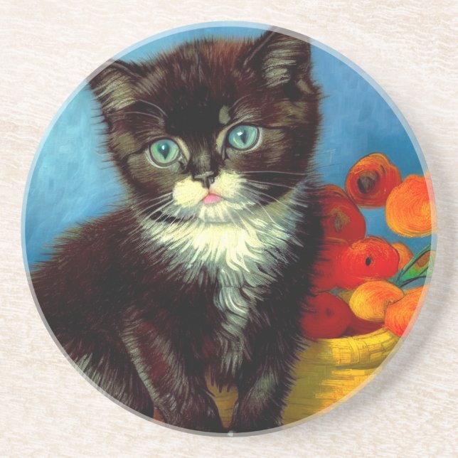 Porta-copos Van Gogh Tuxedo Cat (Frente)