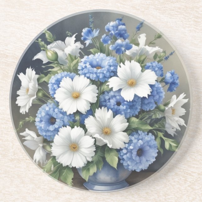 Porta-copos Vaso de Flores Elegante Aquarela (Frente)