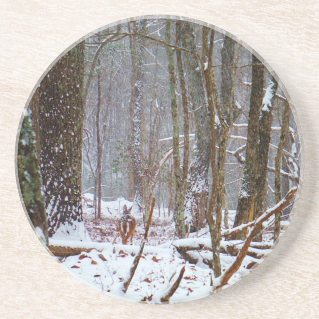 Porta-copos veado-cauda-branco na neve (Frente)