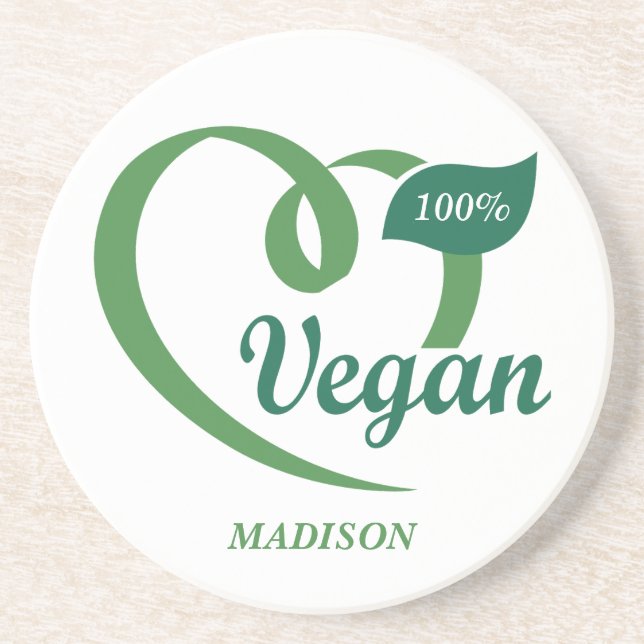 Porta-copos Vegan de nome personalizado (Frente)