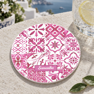 Porta-copos Verão majólica vermelho siciliano Mediterrâneo