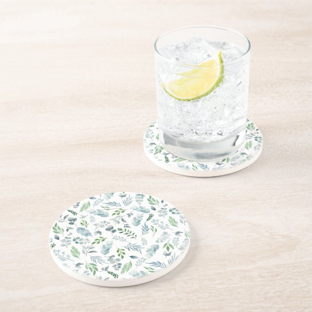 Porta-copos Verde Botânico Moderno de Aquarela Eucalyptus (Lateral)