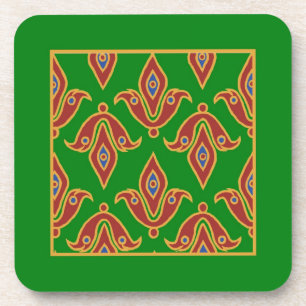 Porta copos verde, vermelho, fleur-de-lys Cork