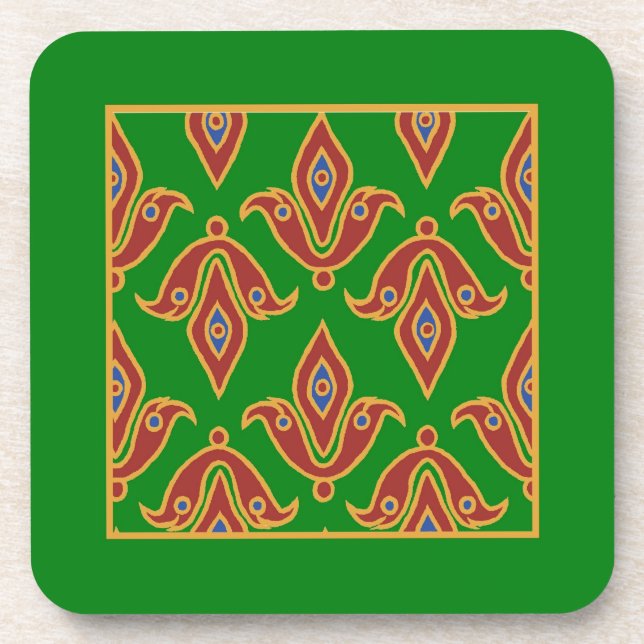 Porta copos verde, vermelho, fleur-de-lys Cork (Frente)