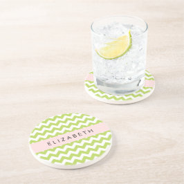 Porta-copos Verde Zigzag, Verde Chevron, Seu Nome
