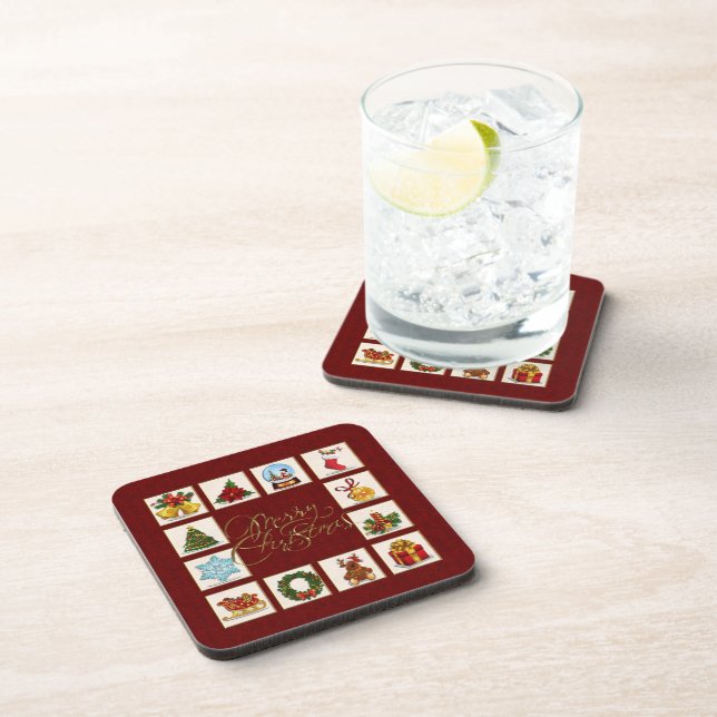 Porta copos Vermelha dos Elementos do Natal (Lado Direito)