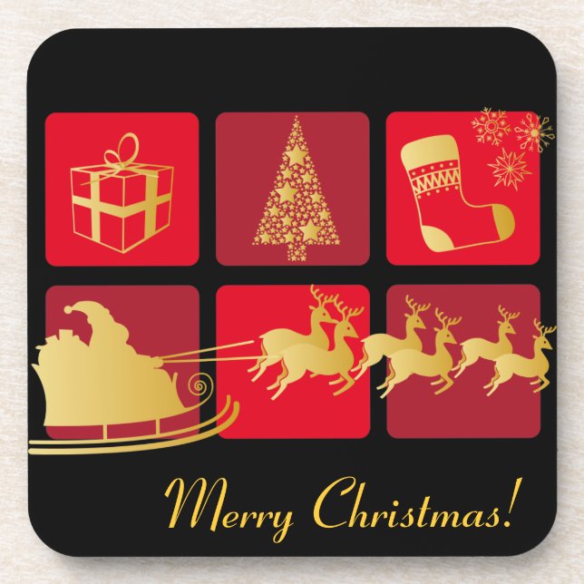 Porta copos vermelha e Dourado do Natal (Frente)