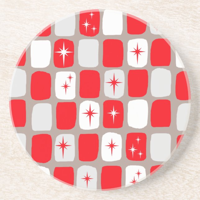 Porta copos vermelha retro da bebida do arenito de (Frente)