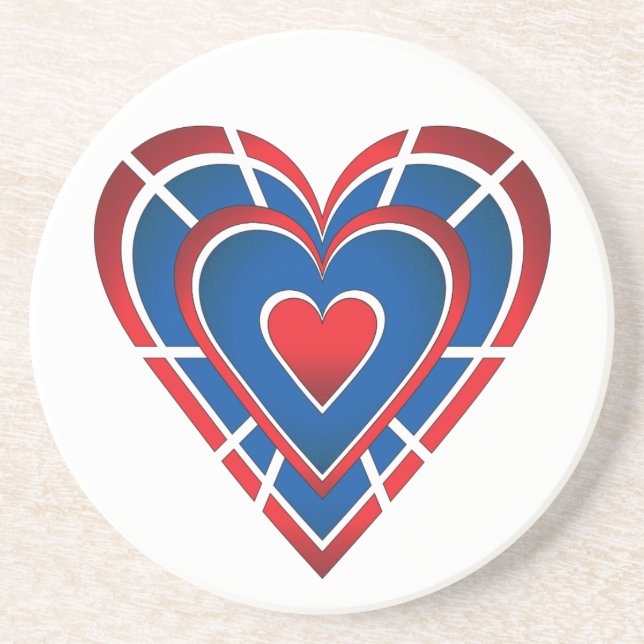 Porta-copos Vermelho Branco e Coração Azul (Frente)