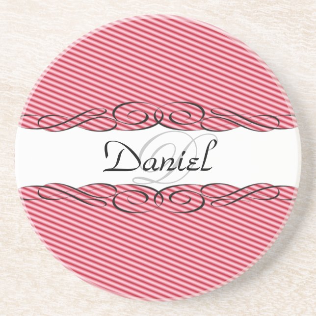 Porta-copos Vermelho e branco com monograma (Frente)