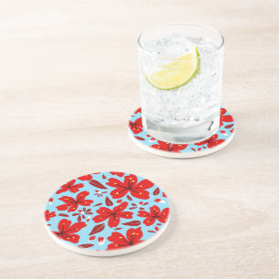 Porta-copos Vermelho Floral
