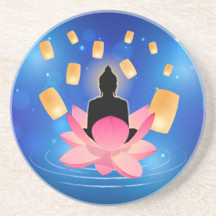 Porta-copos Vesak Day Buddha sobre Lotus Lantern Vaisakha