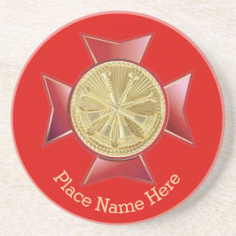 Porta-copos Vice-Chefe Dourado Medalhão de Bombeiros