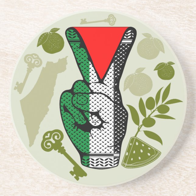 Porta-copos Victory Sign Hand Resistance Red Triangle Symbol (Frente)