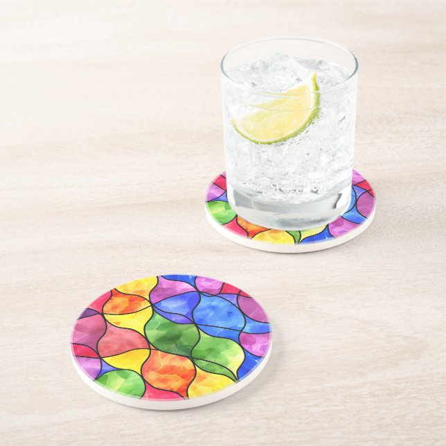Porta-copos Vidro Manchado Arco-Íris Aquarela (Lateral)