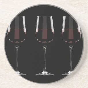 Porta-copos Vinhos com vinho tinto em preto