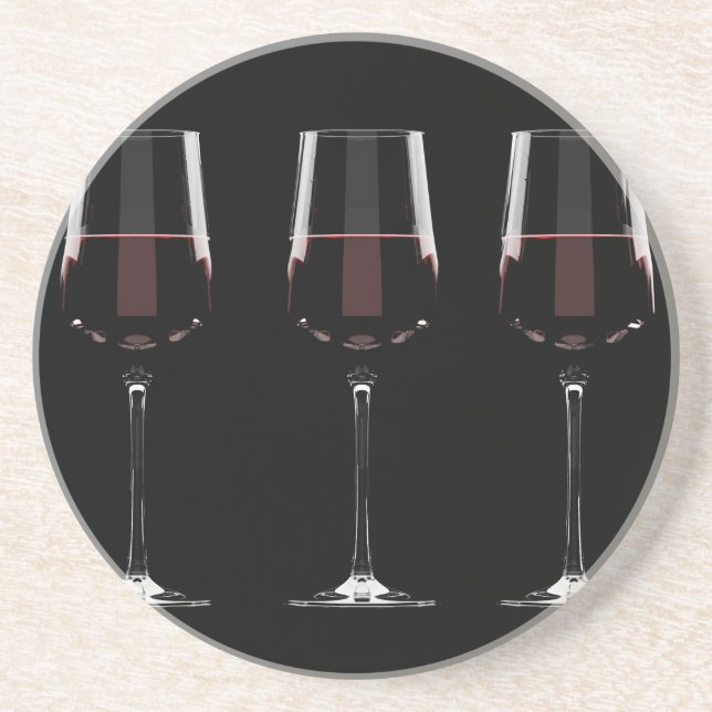 Porta-copos Vinhos com vinho tinto em preto (Frente)