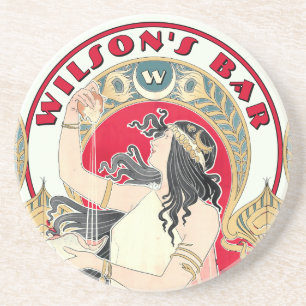 Porta-copos Vintage Art Nouveau Mulher por Livemont Pub ou Bar