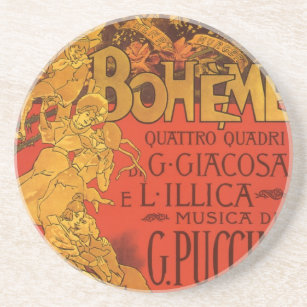 Porta-copos Vintage Art Nouveau Music, La Boheme Opera, 1896