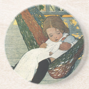 Porta-copos Vintage Child com uma boneca de Jessie Willcox Smi