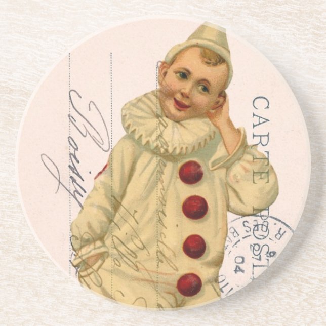 Porta-copos Vintage Clown Postcard Digital Art (Frente)