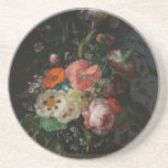 Porta-copos Vintage Dutch Master Still Life Rachel Ruysch<br><div class="desc">Step into the Dutch Golden Age with this masterfully restored reproduction of "Still Life with Flowers on a Marble Tabletop" (1716) by Rachel Ruysch. As one of the most celebrated floral painters in history, Ruysch was famous for her meticulous detail and dramatic, "moody" lighting. This piece features a lush, asymmetrical...</div>