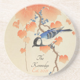 Porta-copos Vintage Japonês Watercolor Bird Impressão