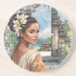 Porta-copos Vintage, Lovely Bali Women and Tropical Paradise