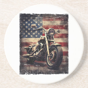 Porta-copos Vintage Motorcycle USA Flag Retro Biker American