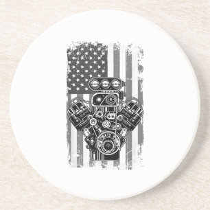 Porta-copos Vintage Muscular Carro Pistão Americano Bandeira F