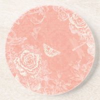 Vintage Rosas e borboletas gravadas