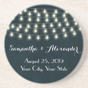 Porta-copos Vintage Rustic String Lights Marinho Casamento Azu