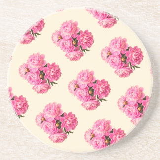 Porta-copos Vintage Watercolor Pink Peonies Floral Simples