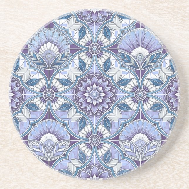Porta-copos Violet, Lavender, Lilac, Blues & White Art Deco (Frente)