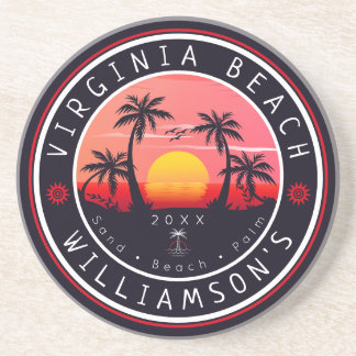 Porta-copos Virginia Beach USA Retro Sunset Souvenirs 80s