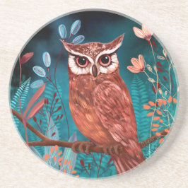 Porta-copos Vom Künstler handillustrierte Eule – Boho Natur