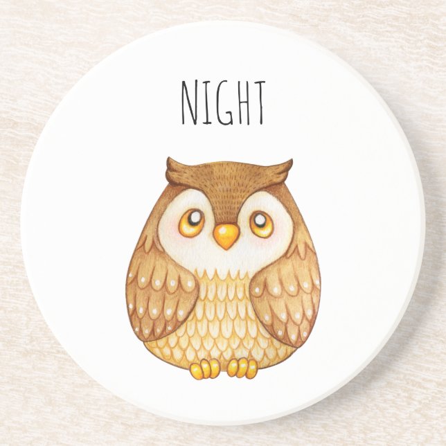 Porta-copos Watercolor Night Owl (Frente)
